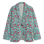 Valentine's Day Heart And Flower Print Men's Cotton Blazer