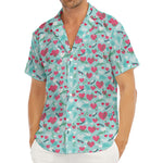 Valentine's Day Heart And Flower Print Men's Deep V-Neck Shirt