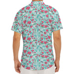 Valentine's Day Heart And Flower Print Men's Deep V-Neck Shirt