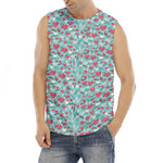 Valentine's Day Heart And Flower Print Men's Fitness Tank Top