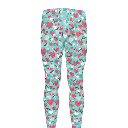 Valentine's Day Heart And Flower Print Men's leggings