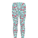 Valentine's Day Heart And Flower Print Men's leggings