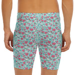 Valentine's Day Heart And Flower Print Men's Long Boxer Briefs