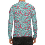 Valentine's Day Heart And Flower Print Men's Long Sleeve Rash Guard