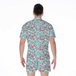 Valentine's Day Heart And Flower Print Men's Rompers