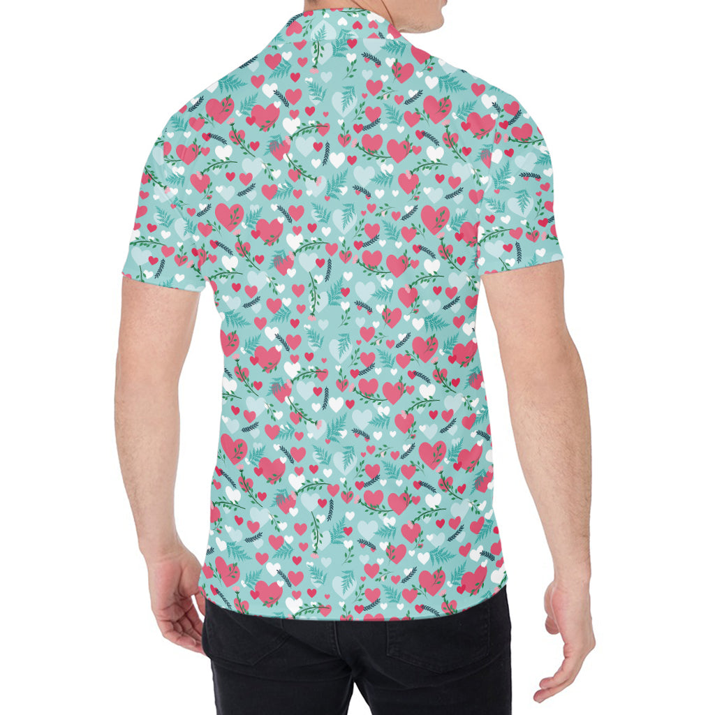 Valentine's Day Heart And Flower Print Men's Shirt