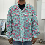 Valentine's Day Heart And Flower Print Men's Shirt Jacket