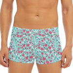 Valentine's Day Heart And Flower Print Men's Short Boxer Briefs