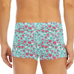 Valentine's Day Heart And Flower Print Men's Short Boxer Briefs