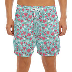 Valentine's Day Heart And Flower Print Men's Split Running Shorts