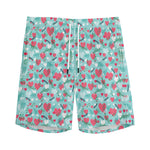 Valentine's Day Heart And Flower Print Men's Sports Shorts