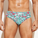 Valentine's Day Heart And Flower Print Men's Swim Briefs