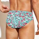 Valentine's Day Heart And Flower Print Men's Swim Briefs