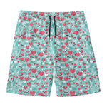 Valentine's Day Heart And Flower Print Men's Swim Trunks
