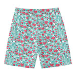 Valentine's Day Heart And Flower Print Men's Swim Trunks