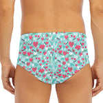 Valentine's Day Heart And Flower Print Men's Triangle Swim Briefs