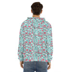Valentine's Day Heart And Flower Print Men's Velvet Pullover Hoodie