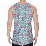 Valentine's Day Heart And Flower Print Men's Velvet Tank Top
