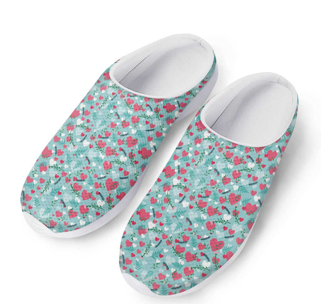 Valentine's Day Heart And Flower Print Mesh Casual Shoes