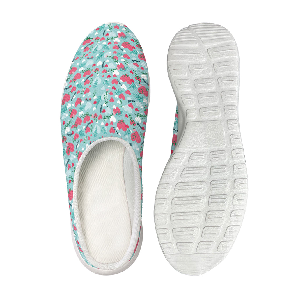 Valentine's Day Heart And Flower Print Mesh Casual Shoes