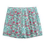 Valentine's Day Heart And Flower Print Mesh Shorts
