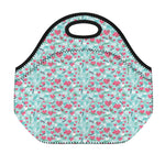 Valentine's Day Heart And Flower Print Neoprene Lunch Bag