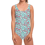 Valentine's Day Heart And Flower Print One Piece Swimsuit