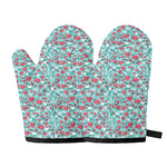 Valentine's Day Heart And Flower Print Oven Mitts
