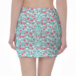 Valentine's Day Heart And Flower Print Pencil Mini Skirt