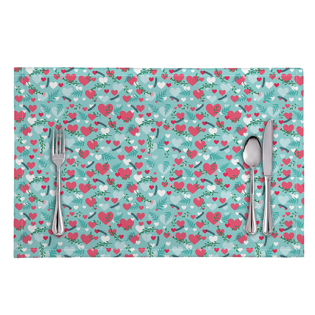 Valentine's Day Heart And Flower Print Placemat