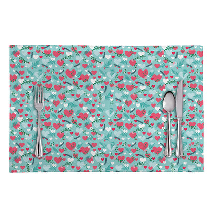 Valentine's Day Heart And Flower Print Placemat