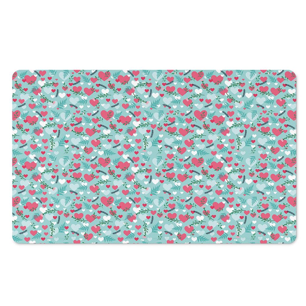 Valentine's Day Heart And Flower Print Polyester Doormat