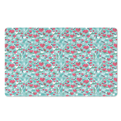 Valentine's Day Heart And Flower Print Polyester Doormat
