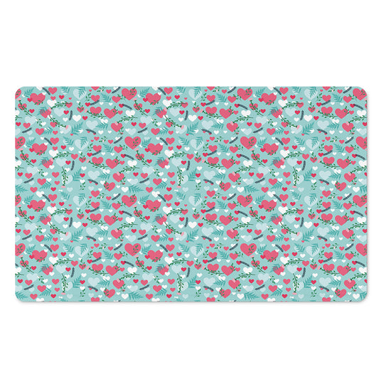 Valentine's Day Heart And Flower Print Polyester Doormat