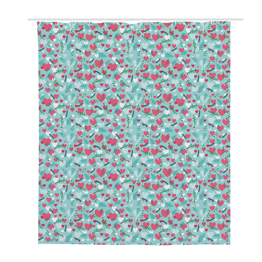 Valentine's Day Heart And Flower Print Polyester Shower Curtain