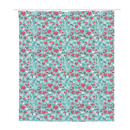 Valentine's Day Heart And Flower Print Polyester Shower Curtain