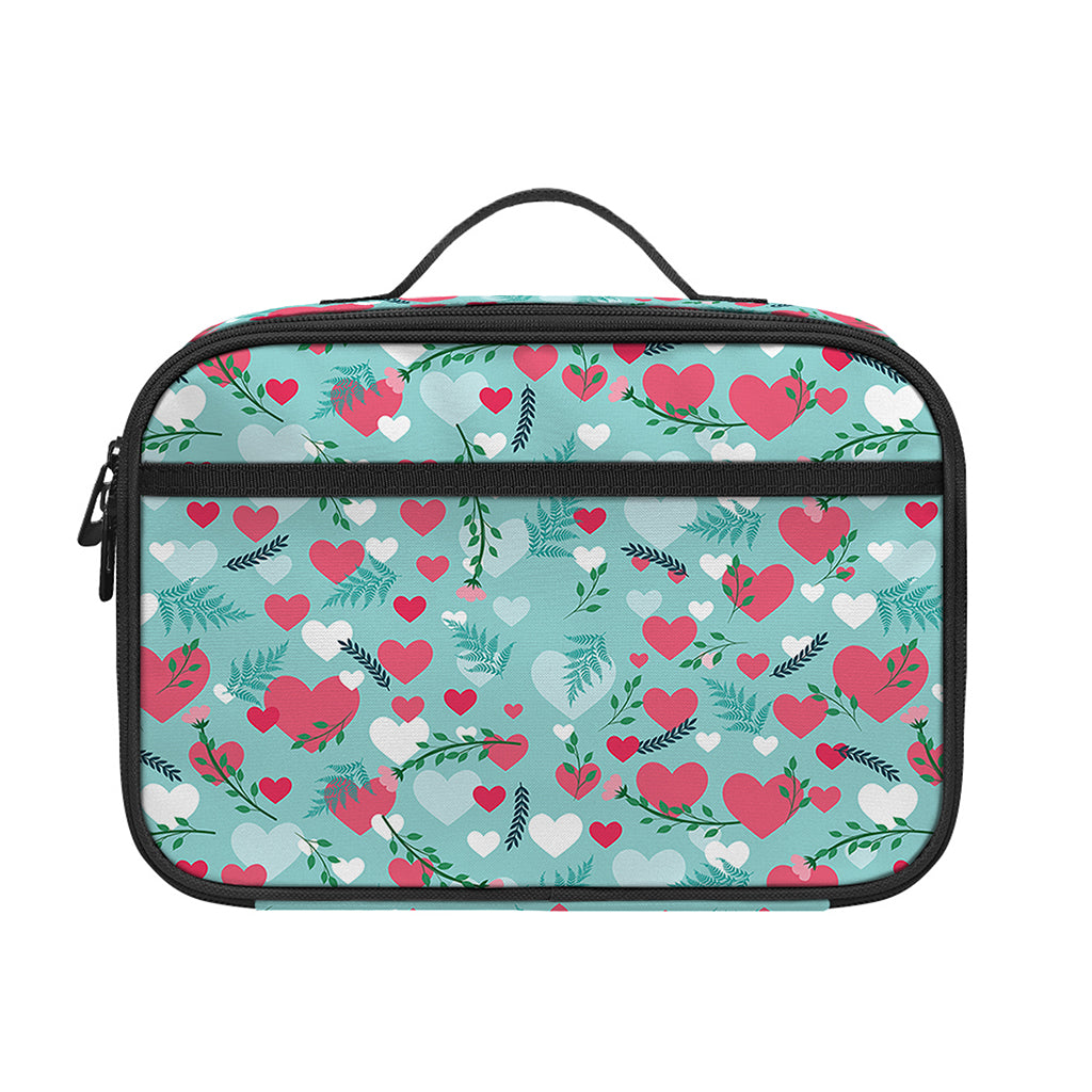 Valentine's Day Heart And Flower Print Portable Lunch Bag