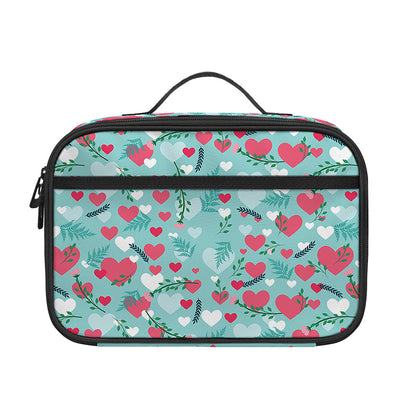 Valentine's Day Heart And Flower Print Portable Lunch Bag