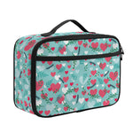 Valentine's Day Heart And Flower Print Portable Lunch Bag