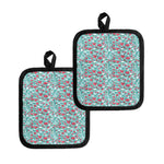 Valentine's Day Heart And Flower Print Pot Holders