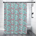 Valentine's Day Heart And Flower Print Premium Shower Curtain
