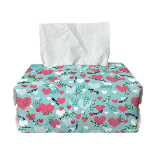 Valentine's Day Heart And Flower Print Rectangle Tissue Box Cover