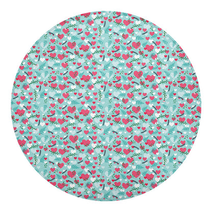 Valentine's Day Heart And Flower Print Round Blanket
