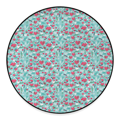 Valentine's Day Heart And Flower Print Round Floor Mat