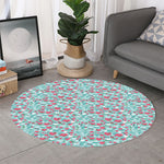 Valentine's Day Heart And Flower Print Round Rug