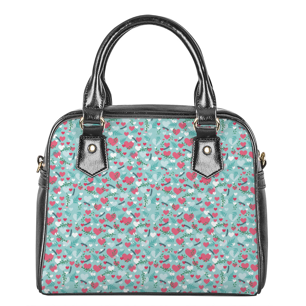 Valentine's Day Heart And Flower Print Shoulder Handbag