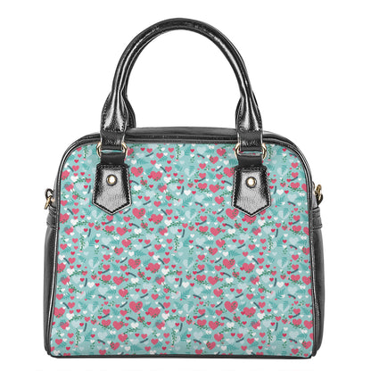 Valentine's Day Heart And Flower Print Shoulder Handbag