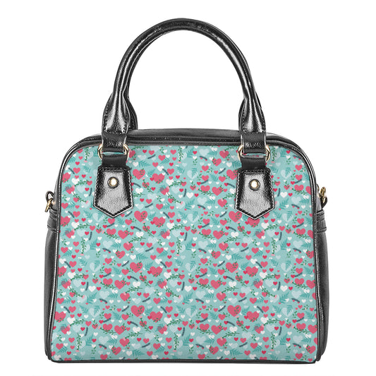 Valentine's Day Heart And Flower Print Shoulder Handbag