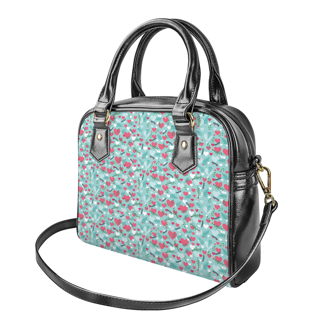 Valentine's Day Heart And Flower Print Shoulder Handbag