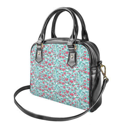 Valentine's Day Heart And Flower Print Shoulder Handbag